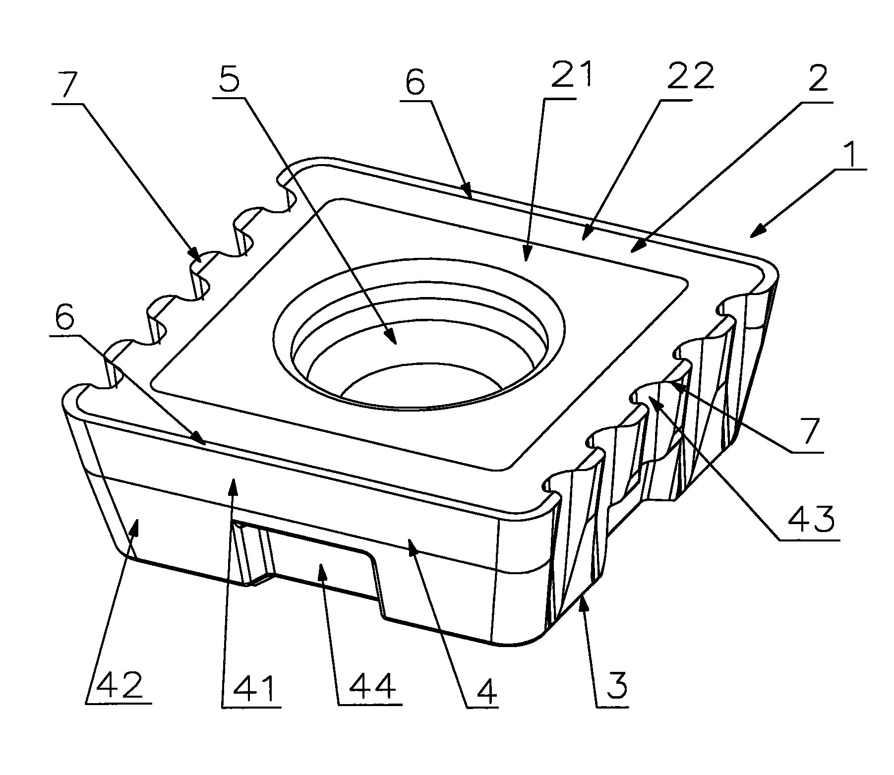 Indexable insert for milling, milling cutter and method for mounting milling cutter