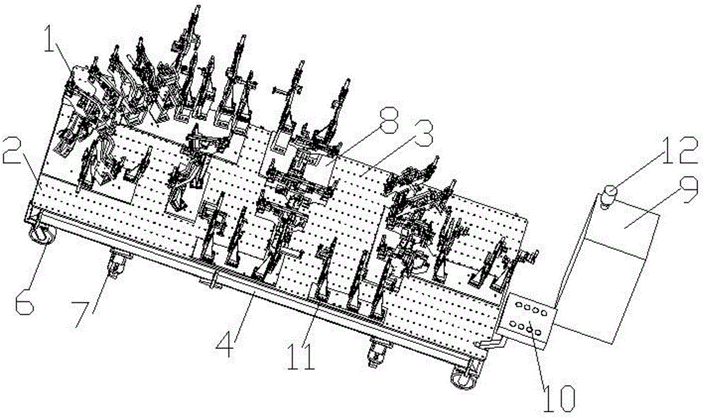 White body trial manufacturing side wall integrated clamp and working method thereof