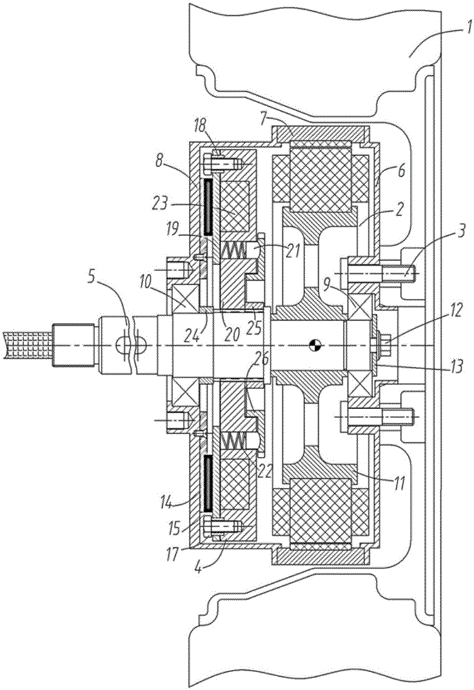 Integrated electric wheel system with de-energized electromagnetic parking brake