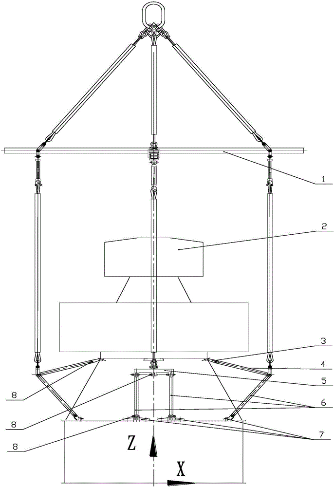 Lifting device for rod support structure of special-shaped spacecraft