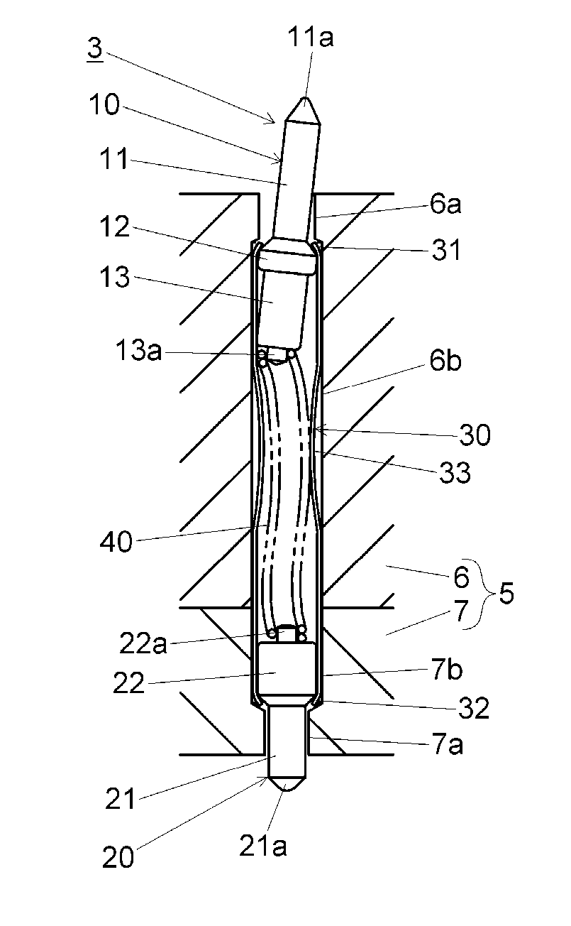 Contact probe and inspection jig