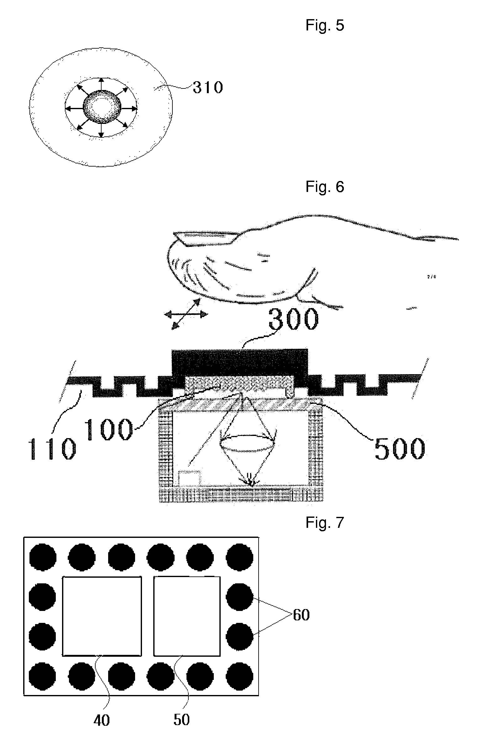 Pointing device with an integrated optical structure