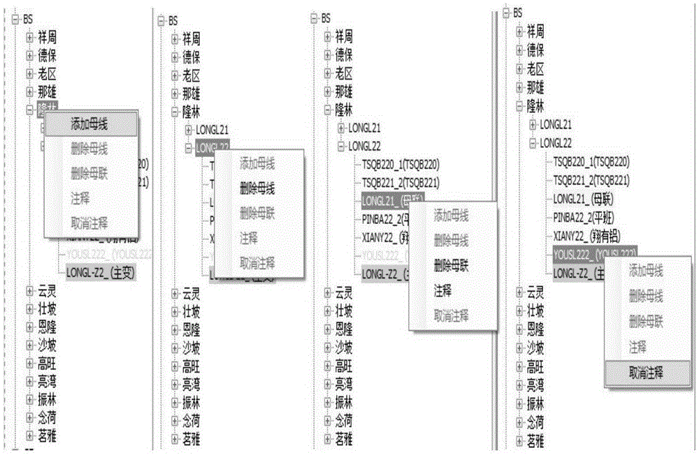 PSD-BPA flow data element editing and bus switching method