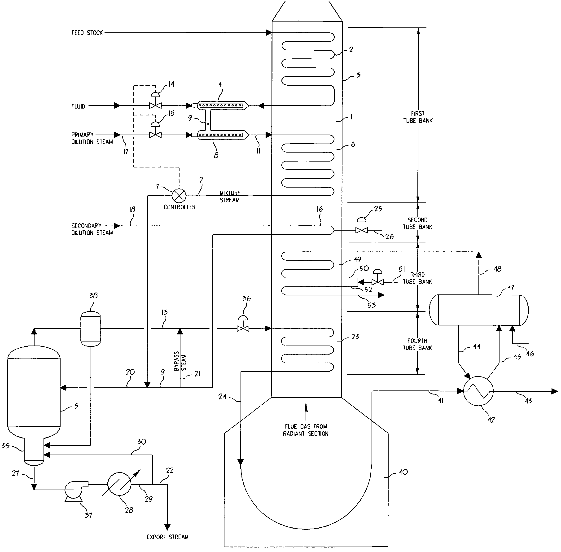 Process for steam cracking heavy hydrocarbon feedstocks