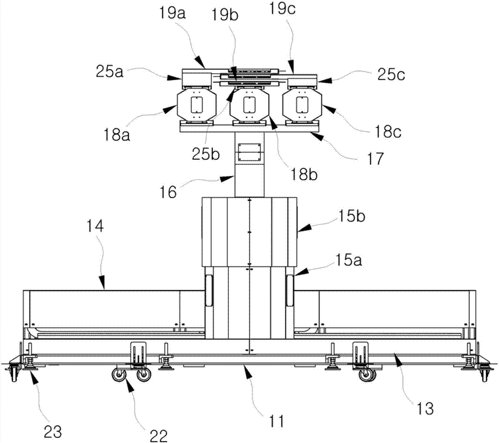 Three-arm robot for panel handling