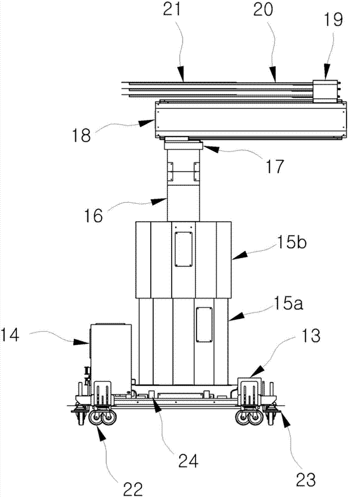 Three-arm robot for panel handling