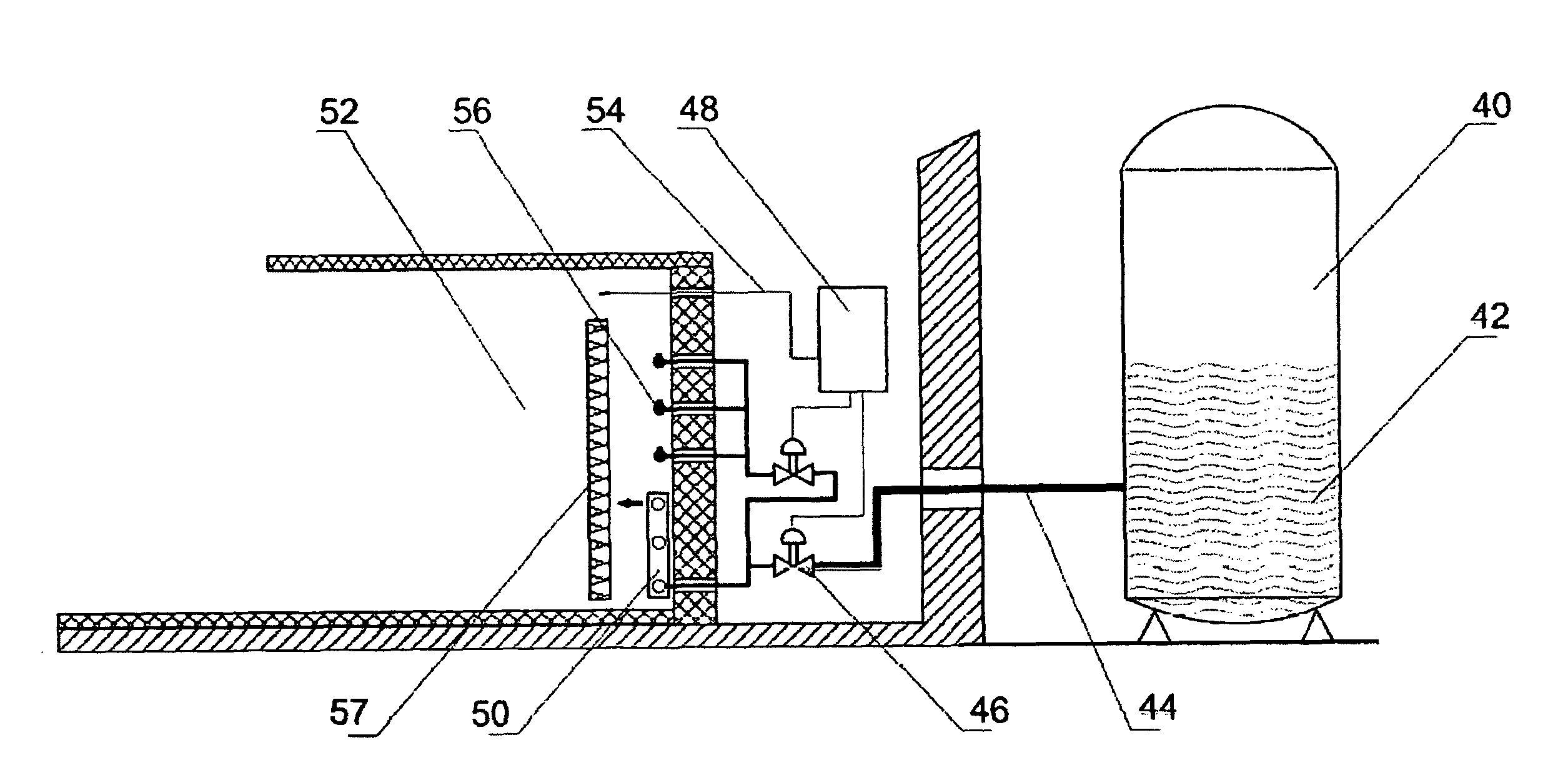 Method and the device for cryogenic therapy applied on the whole body of a patient