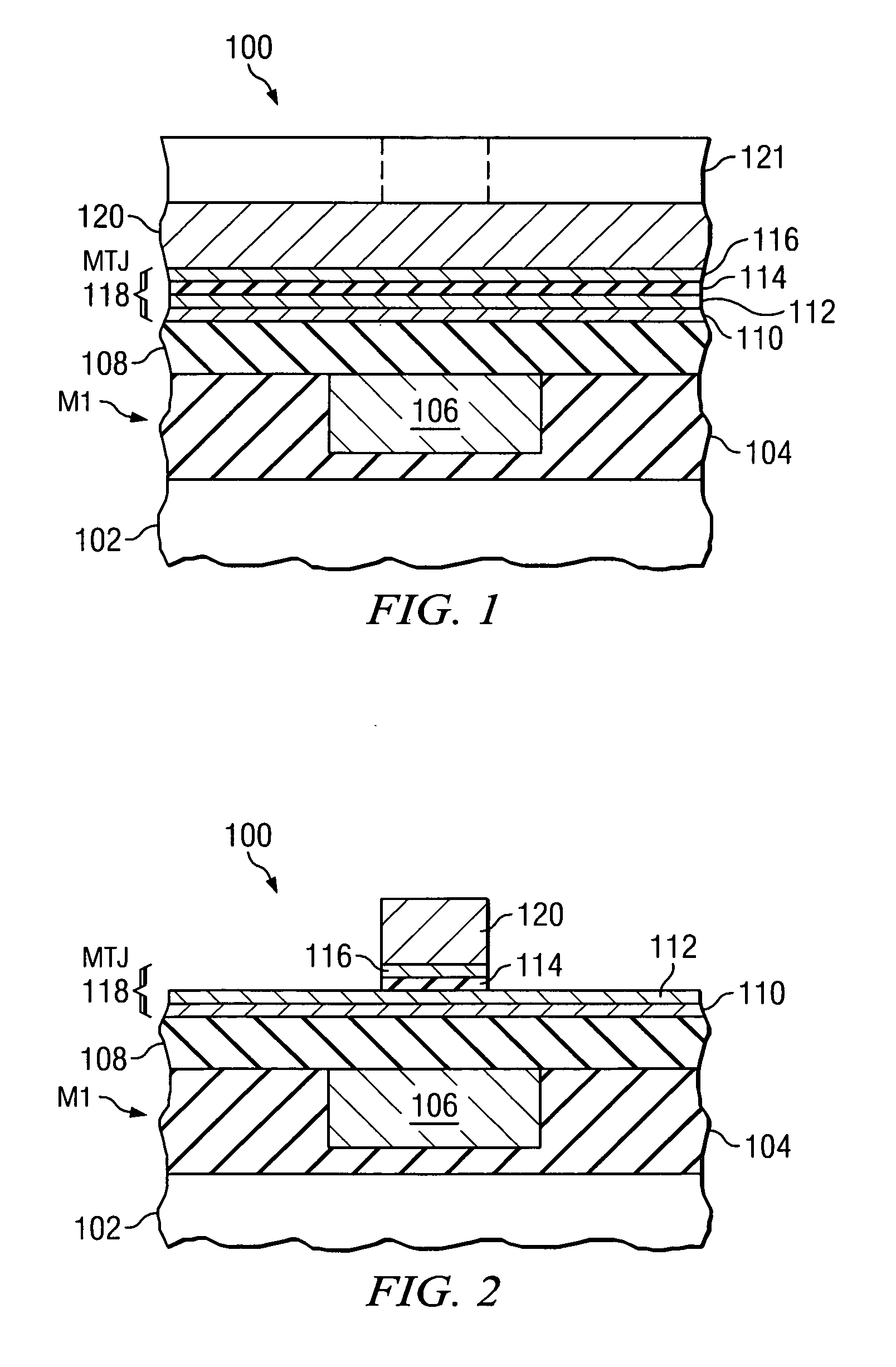 Methods of patterning a magnetic stack of a magnetic memory cell and structures thereof