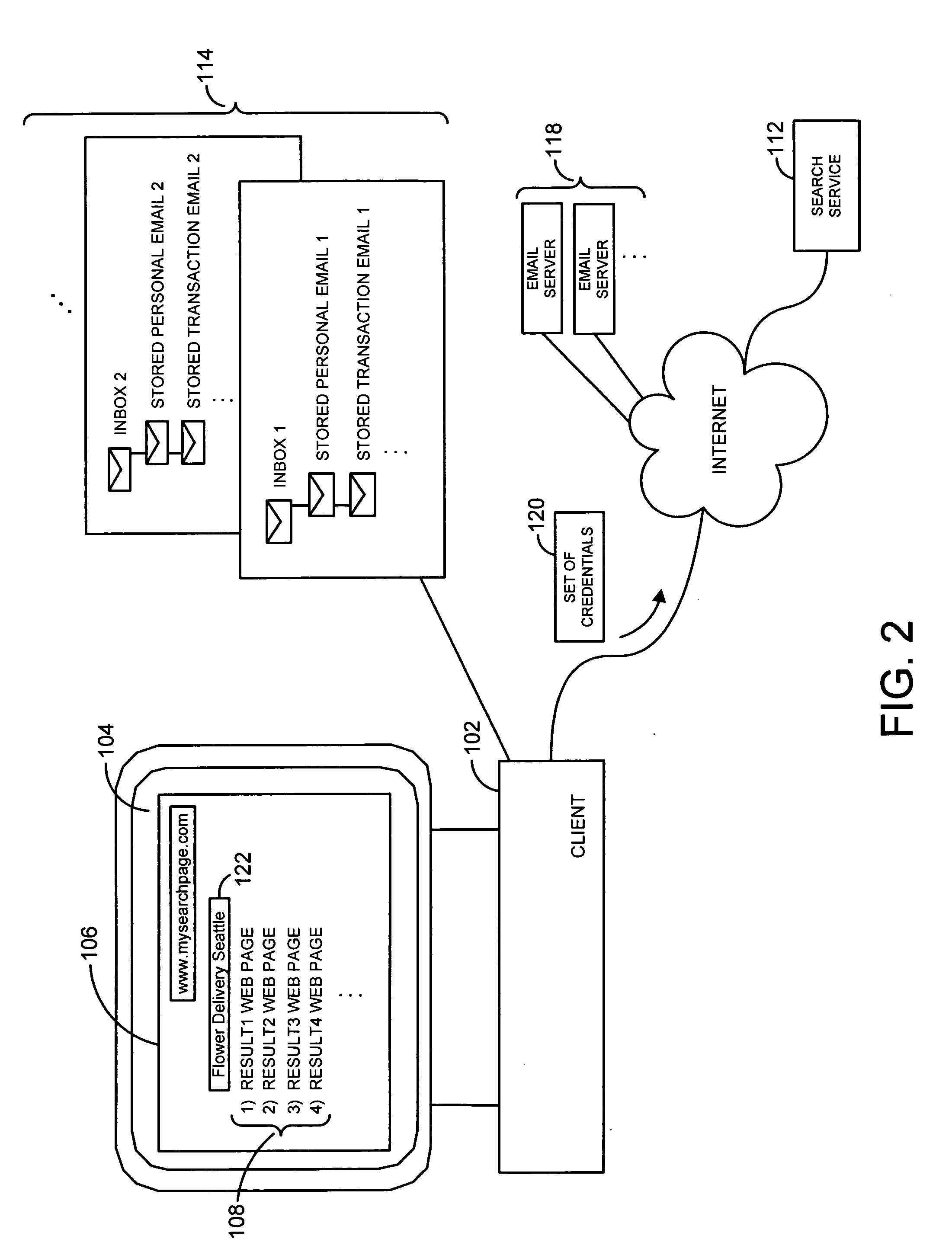 System and method for simultaneous search service and email search
