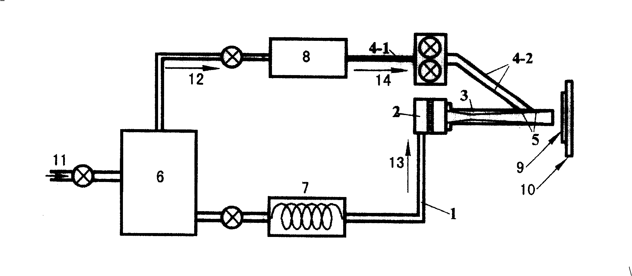 Cold air dynamical spray-painting method and apparatus of delivering powder through down stream