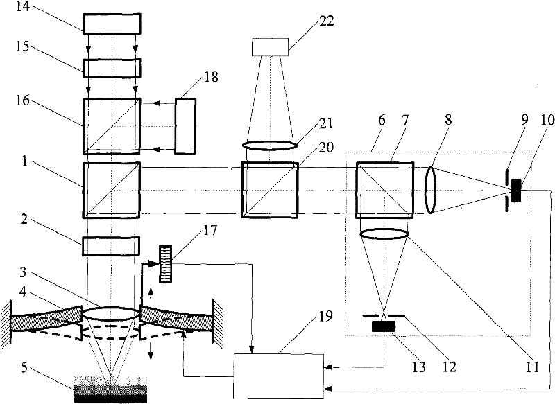 Differential confocal aiming triggering type microscopic measuring method and device based on resonance girder scanning