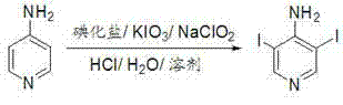 Method for synthesizing 3,5-diiodo-4-aminopyridine by employing in-situ iodized reagent production method