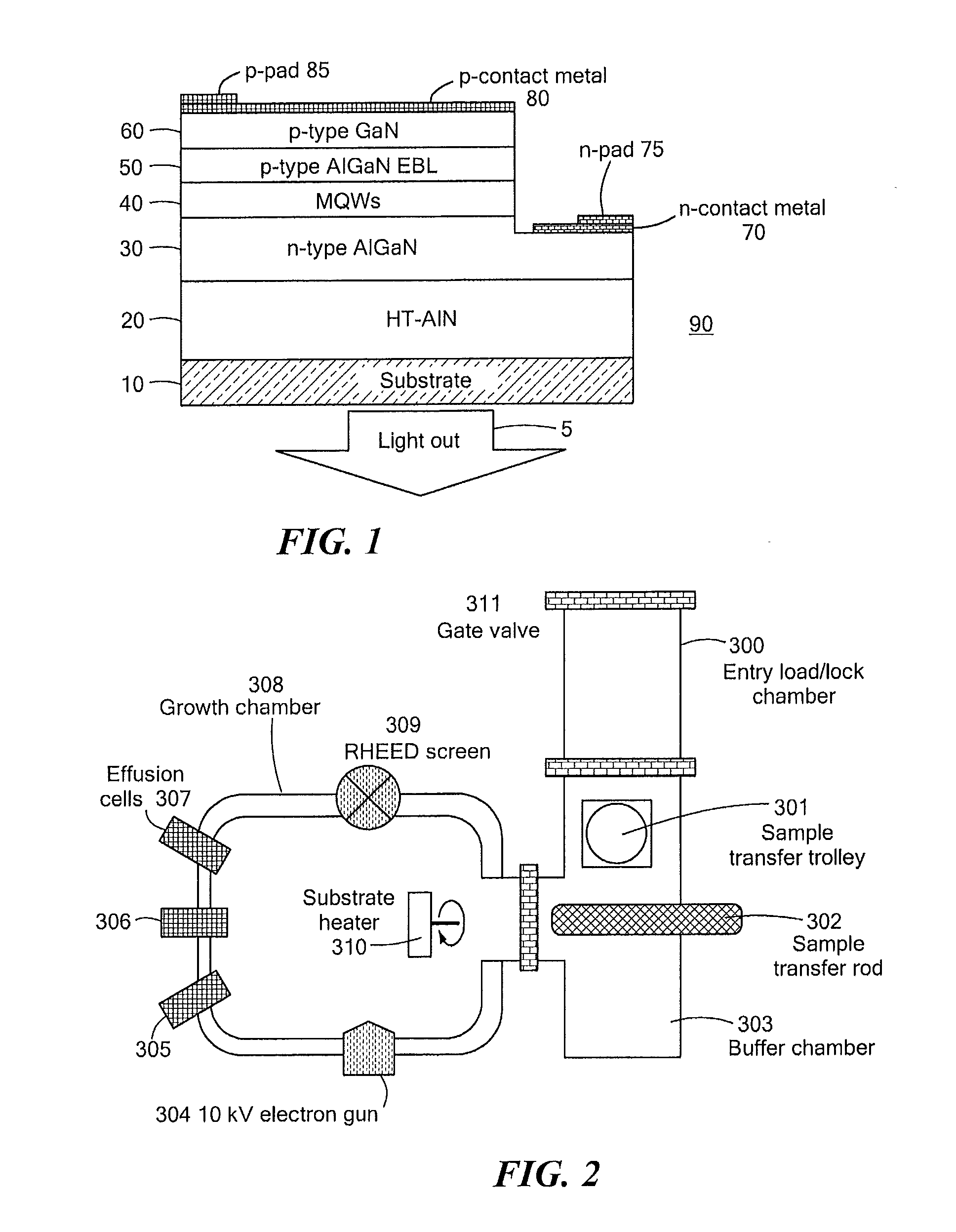 High efficiency ultraviolet light emitting diode with band structure potential fluctuations