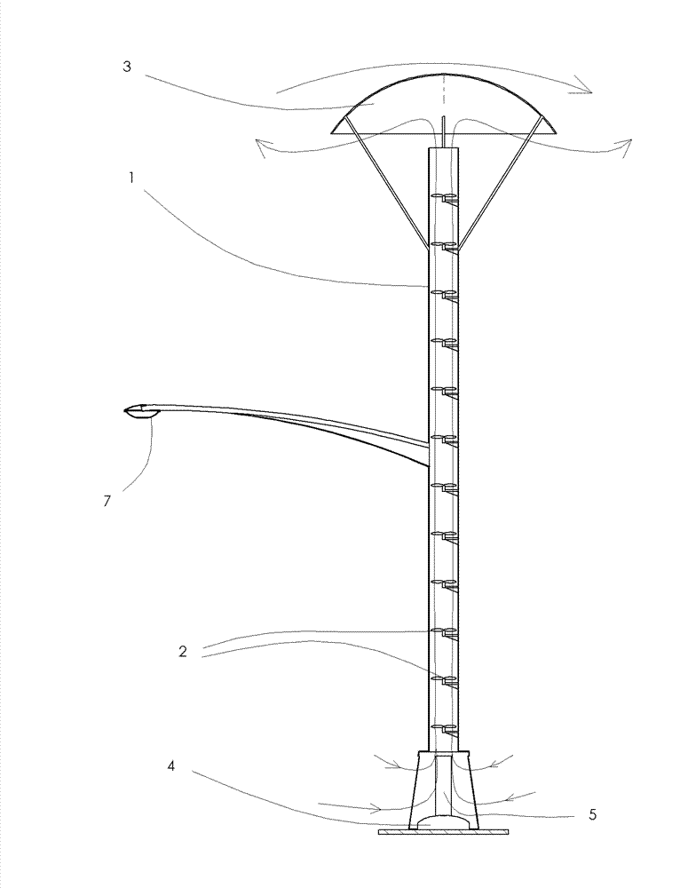 Self-generating type streetlamp for generating power by utilizing pressure difference and use method thereof