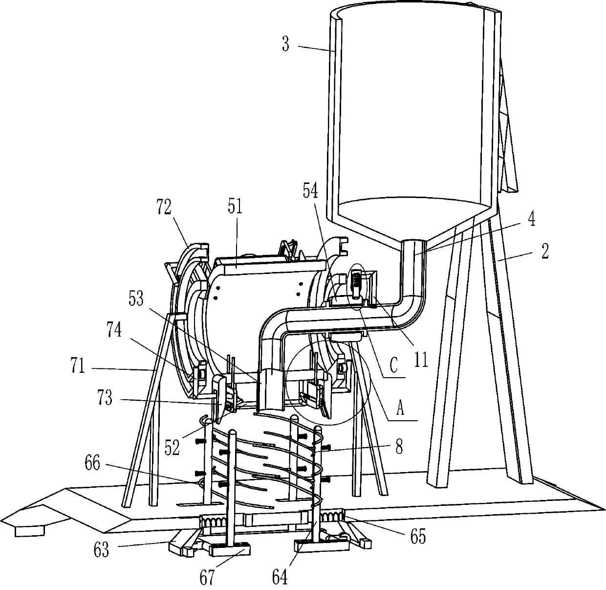 Exhaust type valve bag powder filling machine