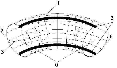 A 90° elbow with deflector ribs