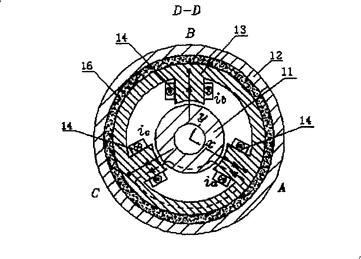 AC-DC radial-axial mixed magnetic bearing having three degrees of freedom and method for controlling the same