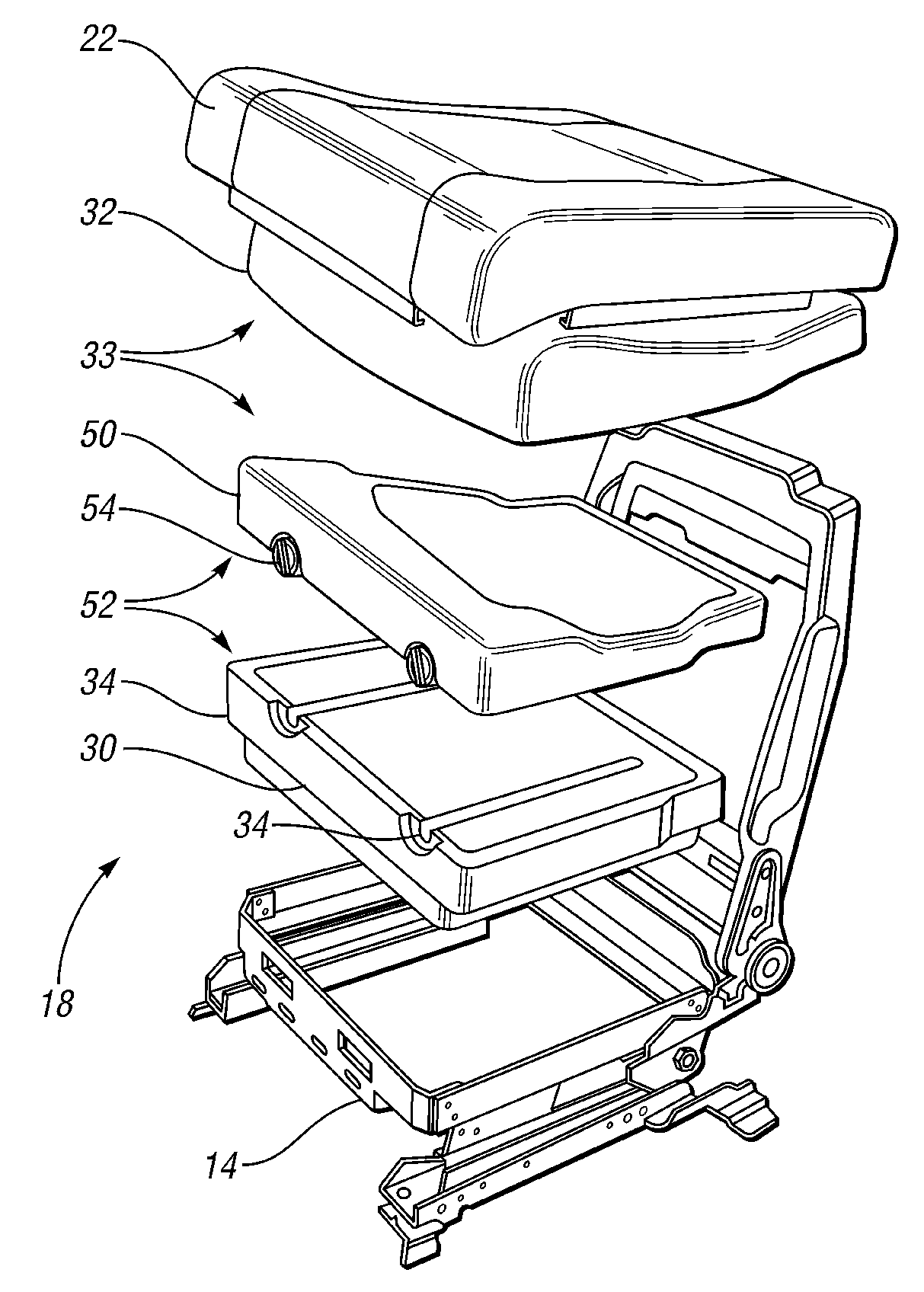 Layered seating system with attachments