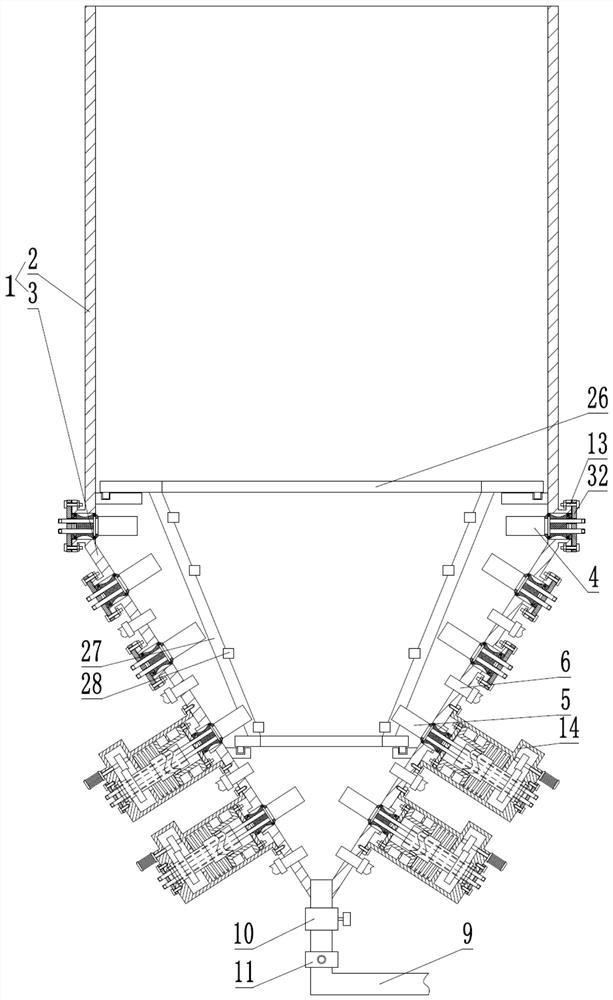 On-line rheological adjustment device and adjustment process of unpowered deep cone thickener