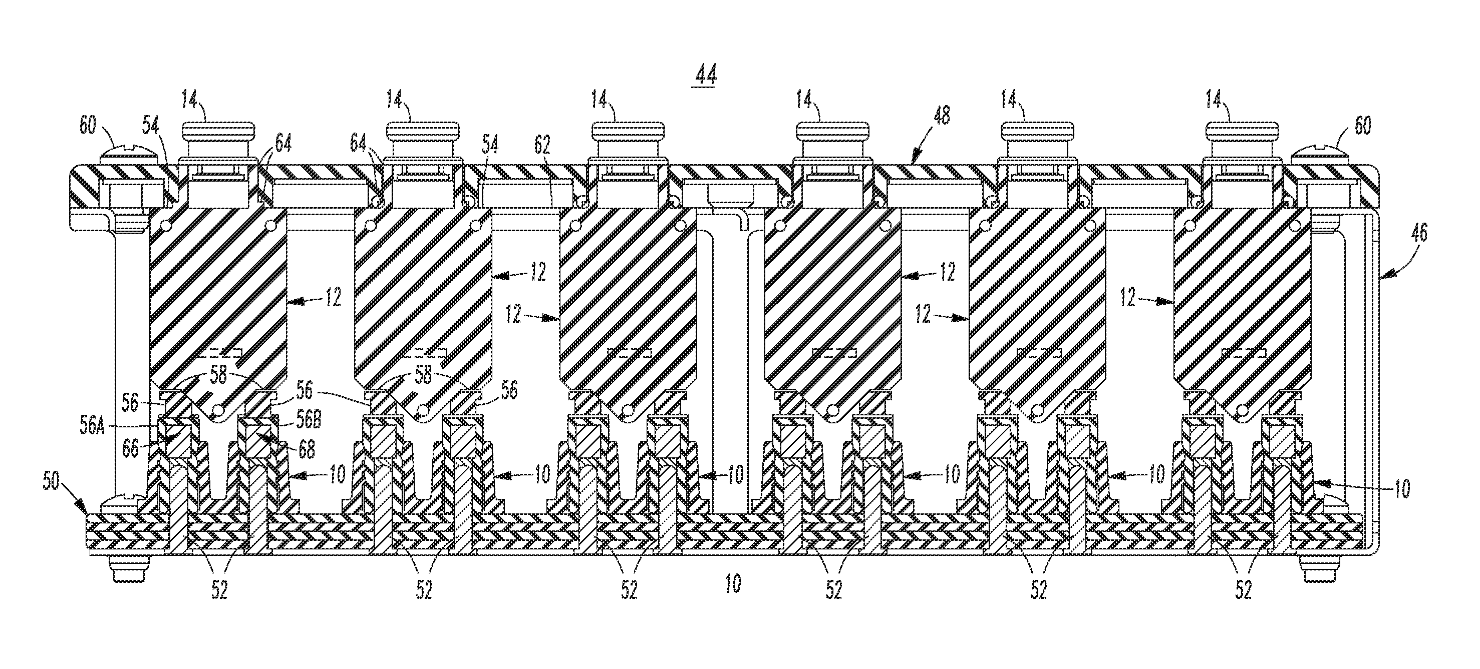 Plug-in circuit breaker assembly including insulative retainers