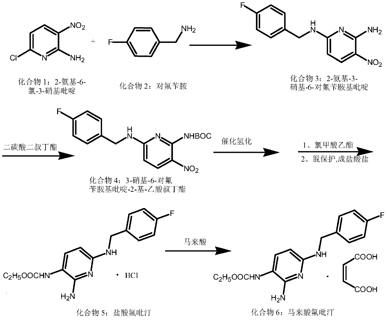 A kind of synthetic method of flupirtine maleate compound