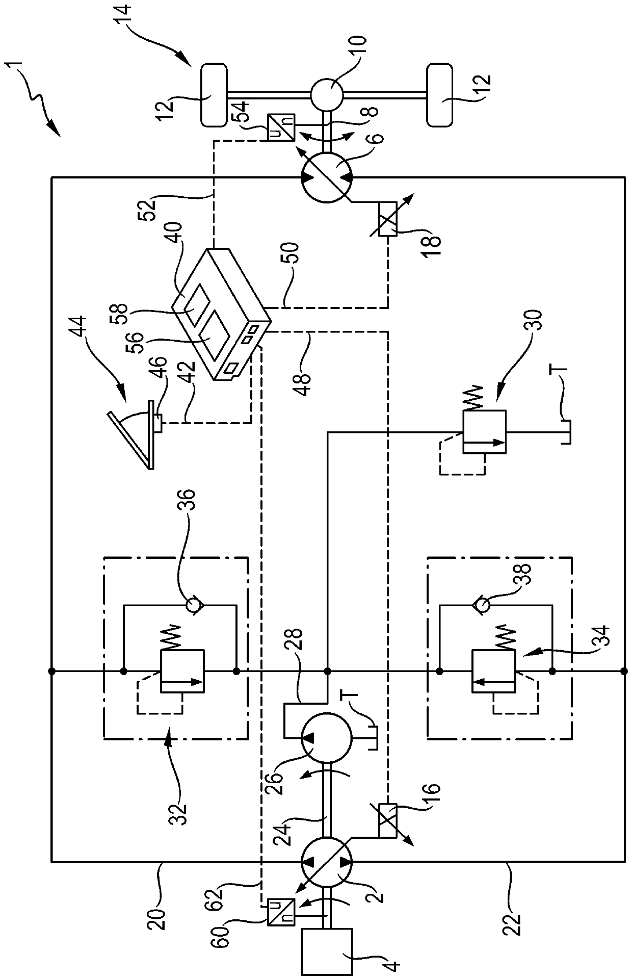 Travel drive and method for controlling the travel drive