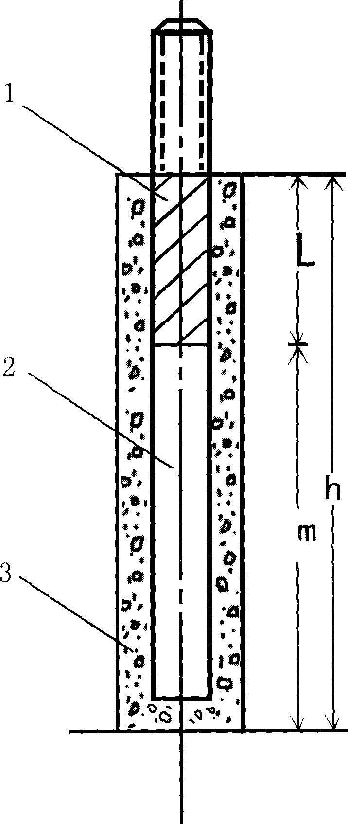 Iron tower foundation of overhead power transmission line severely-weathered rock formation winding anchor rod