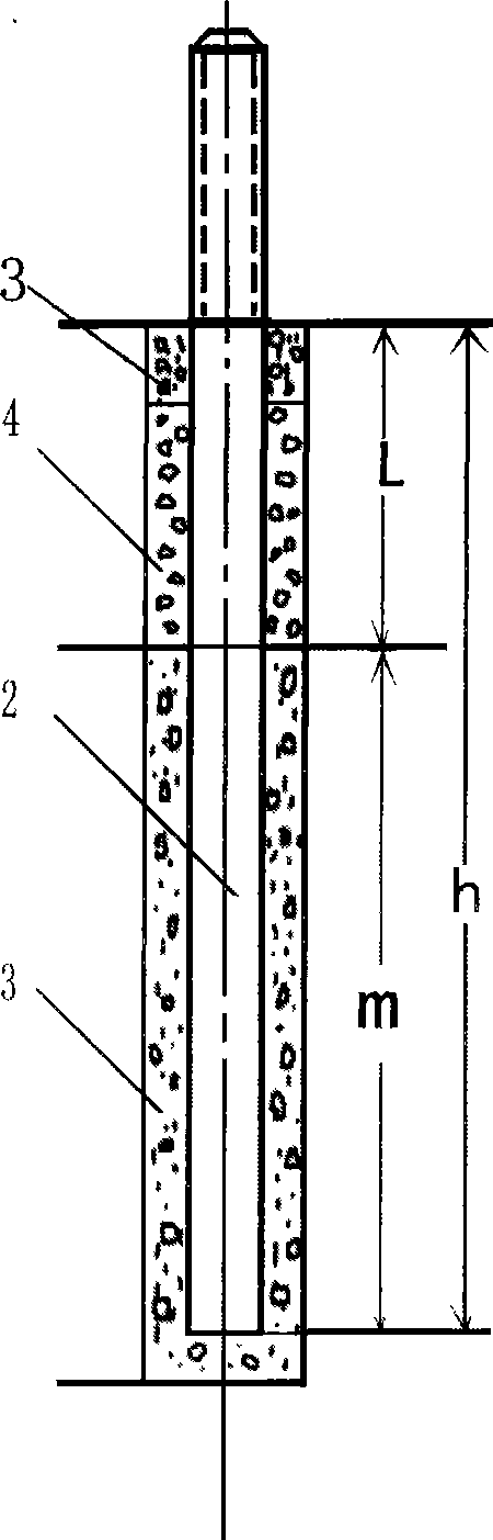 Iron tower foundation of overhead power transmission line severely-weathered rock formation winding anchor rod