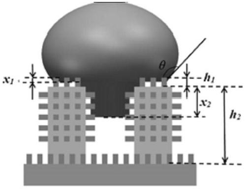 A Calculation Method of Heavy Droplet Profile and Contact Angle on Horizontal Regular Double Roughness Surface