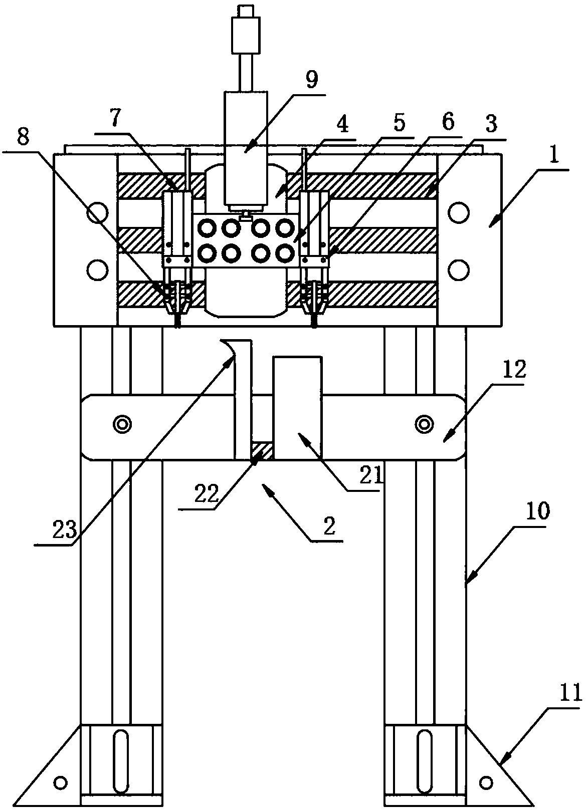 Grabbing, correcting, positioning and shearing mechanism of automatic foot cutter