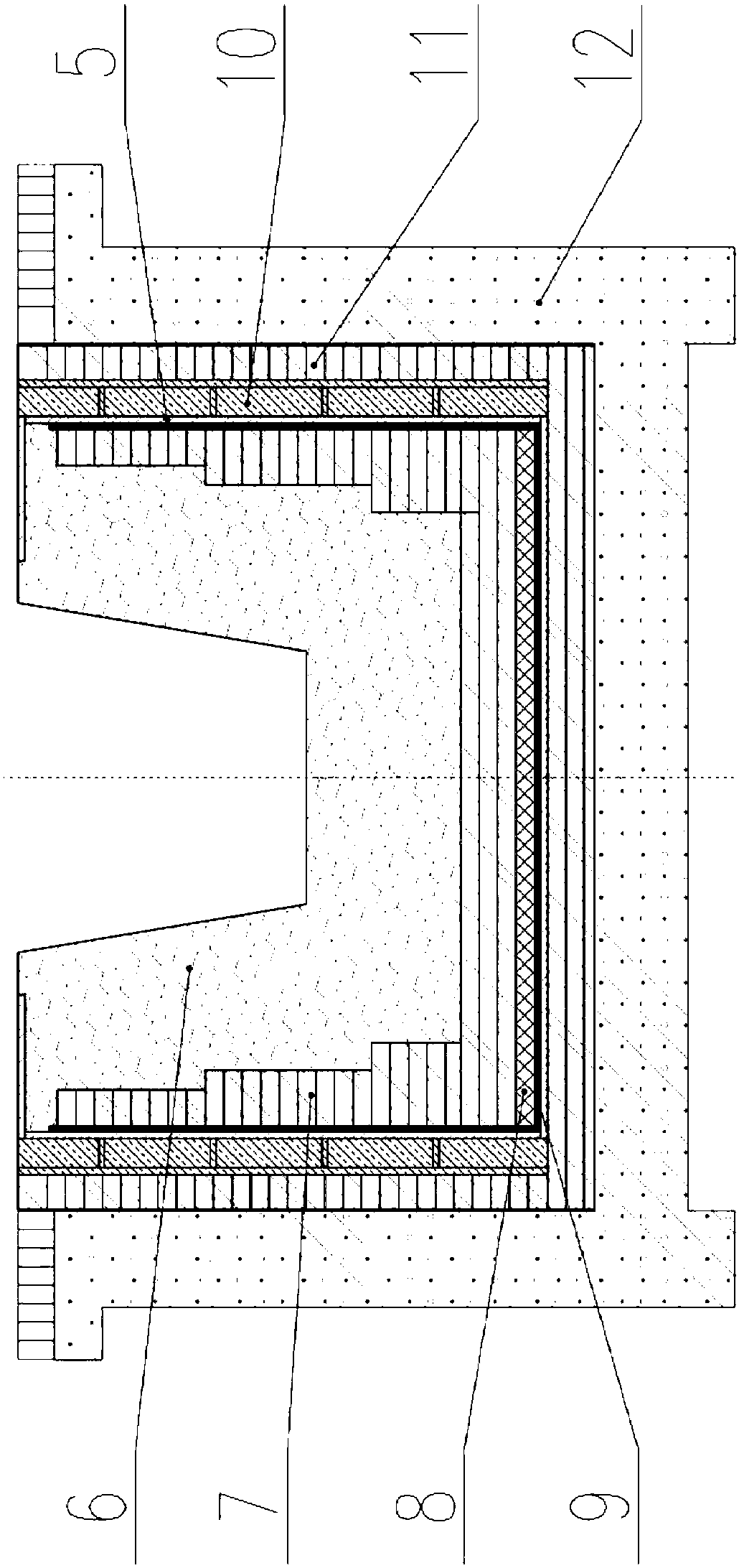 A retractable blast furnace tapping main ditch steel structure