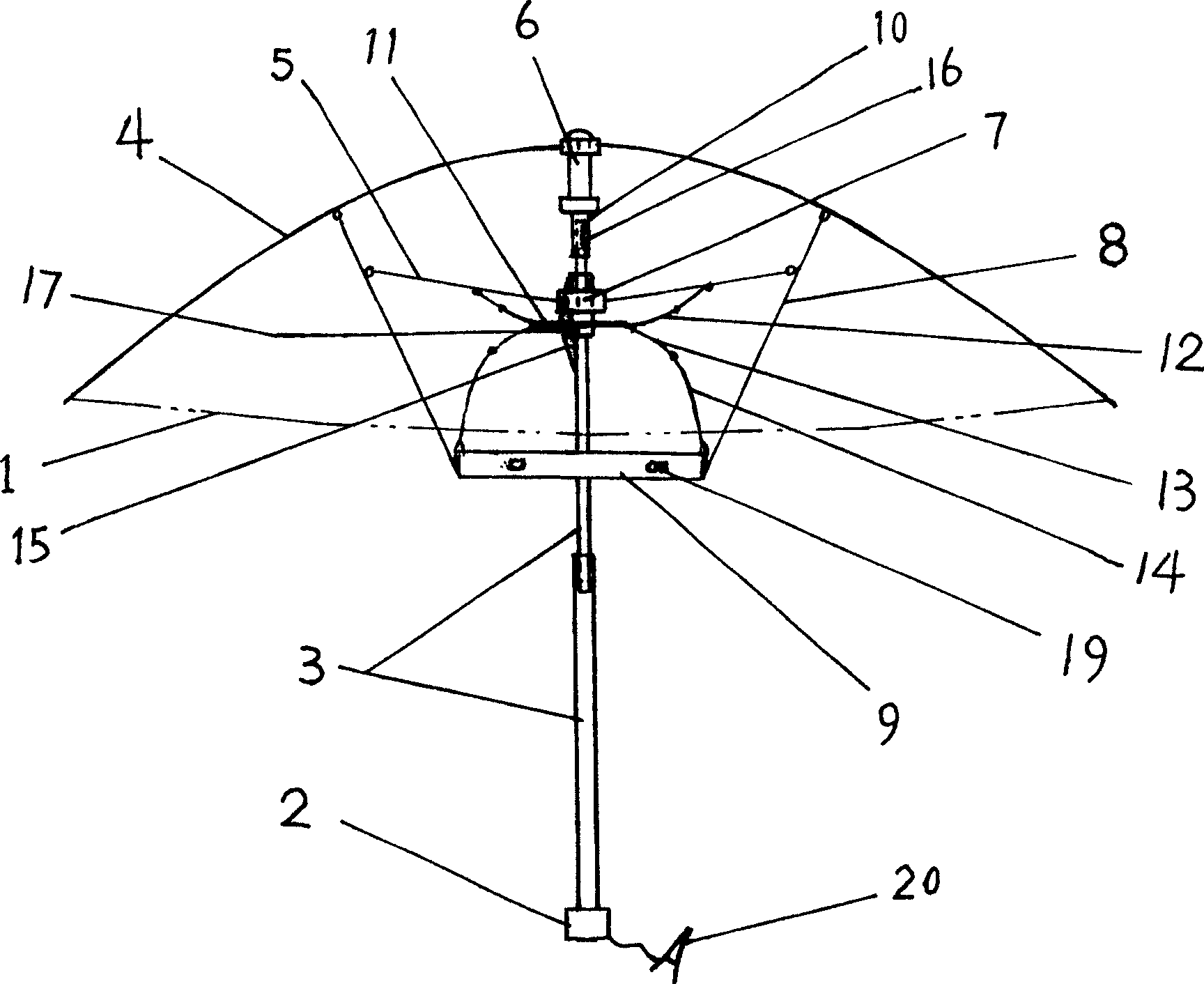 Two-purpose umbrella capable of being hand held and worn