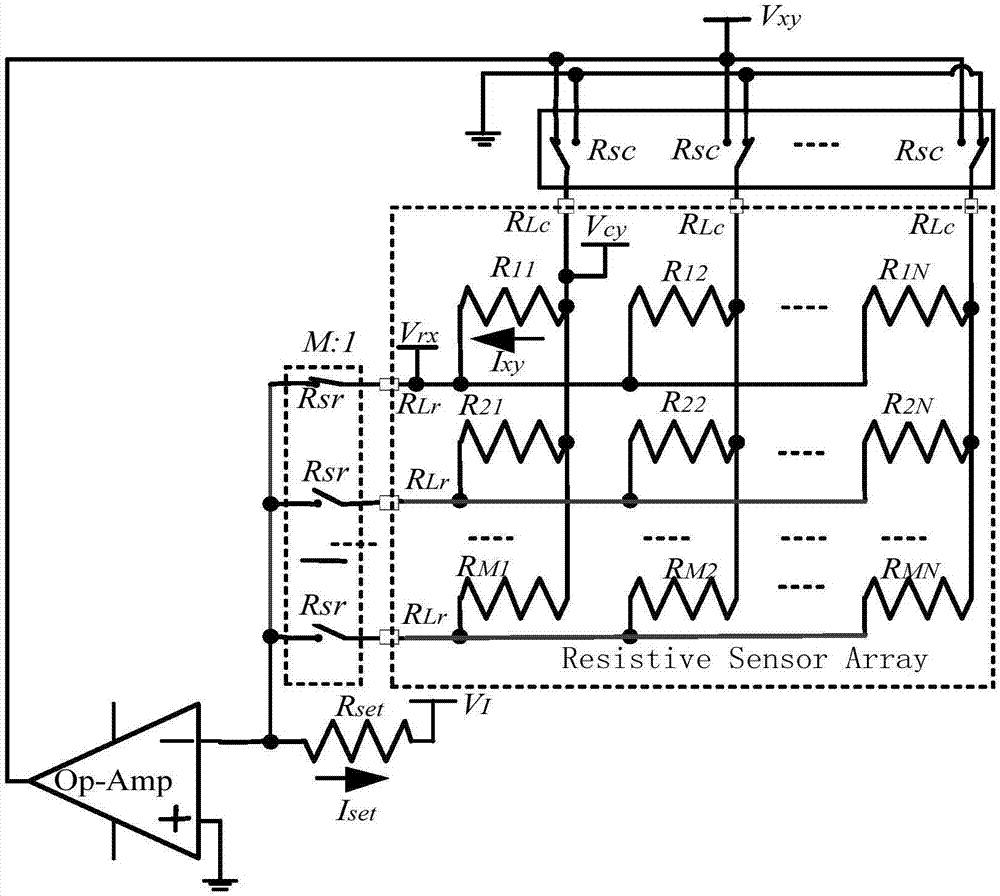 Resistive sensor array readout circuit and its readout method, a sensing system