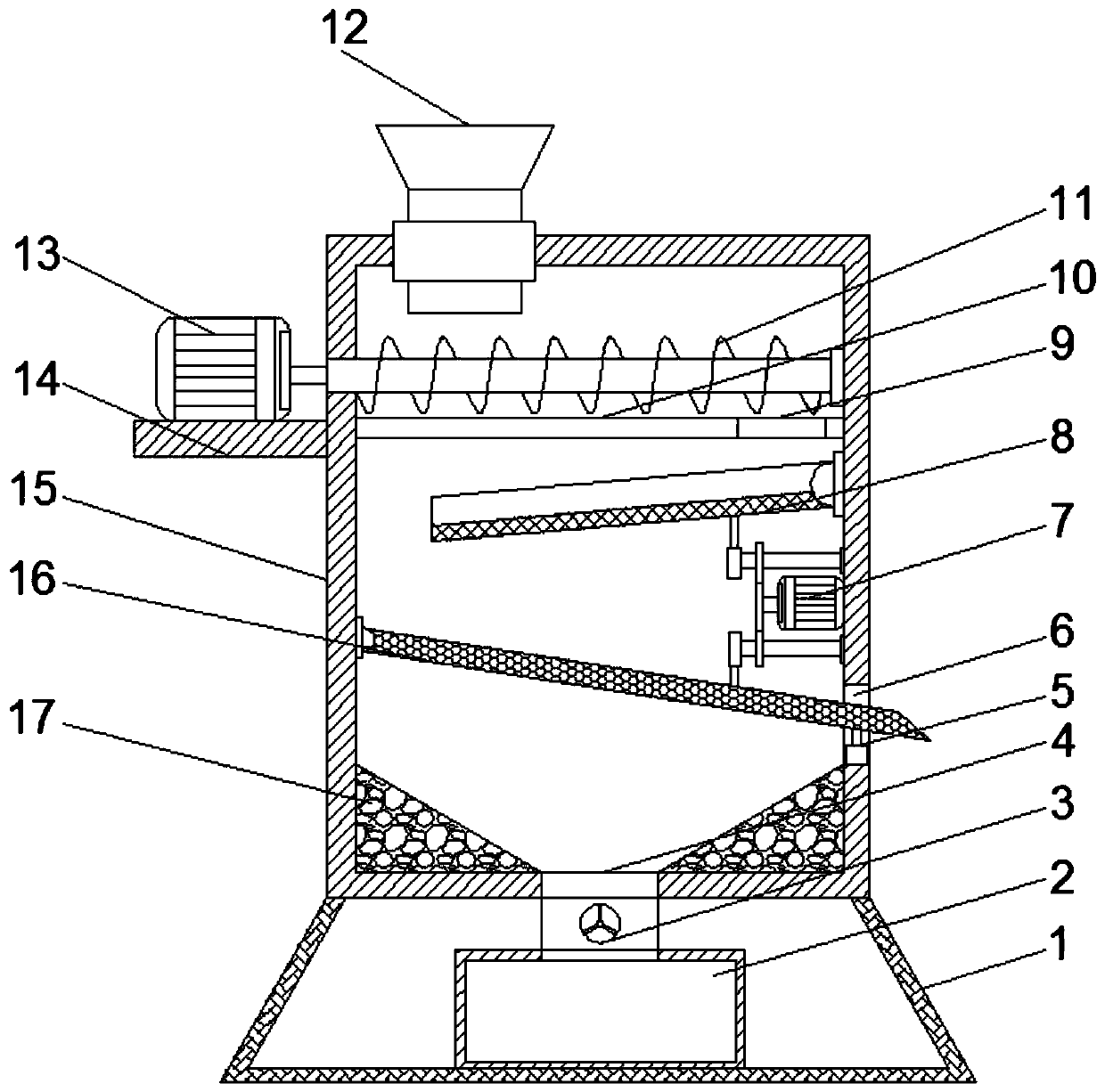 Sand accelerated drying and screening device based on cam transmission structure