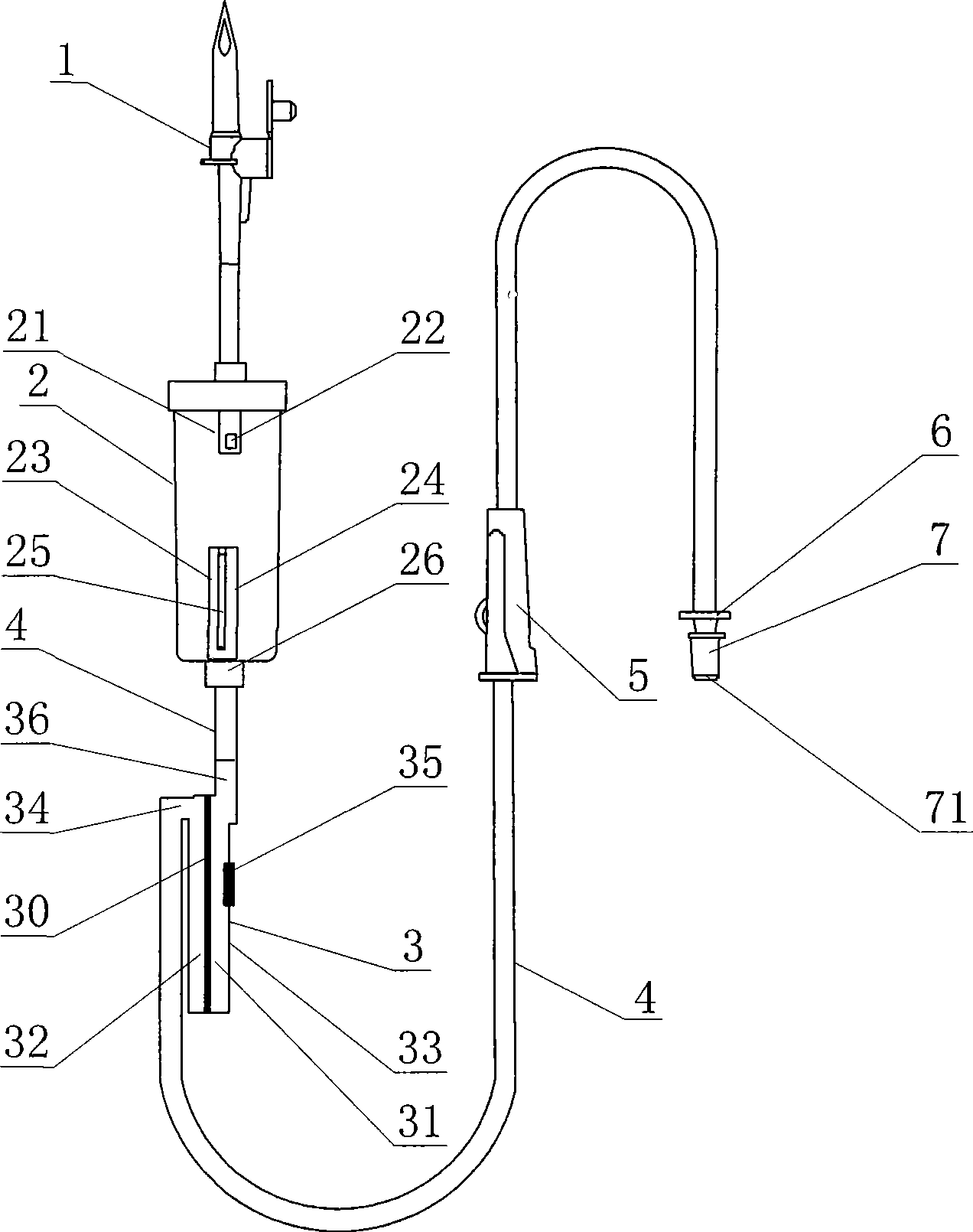 Automatic exhaust safety transfusion device