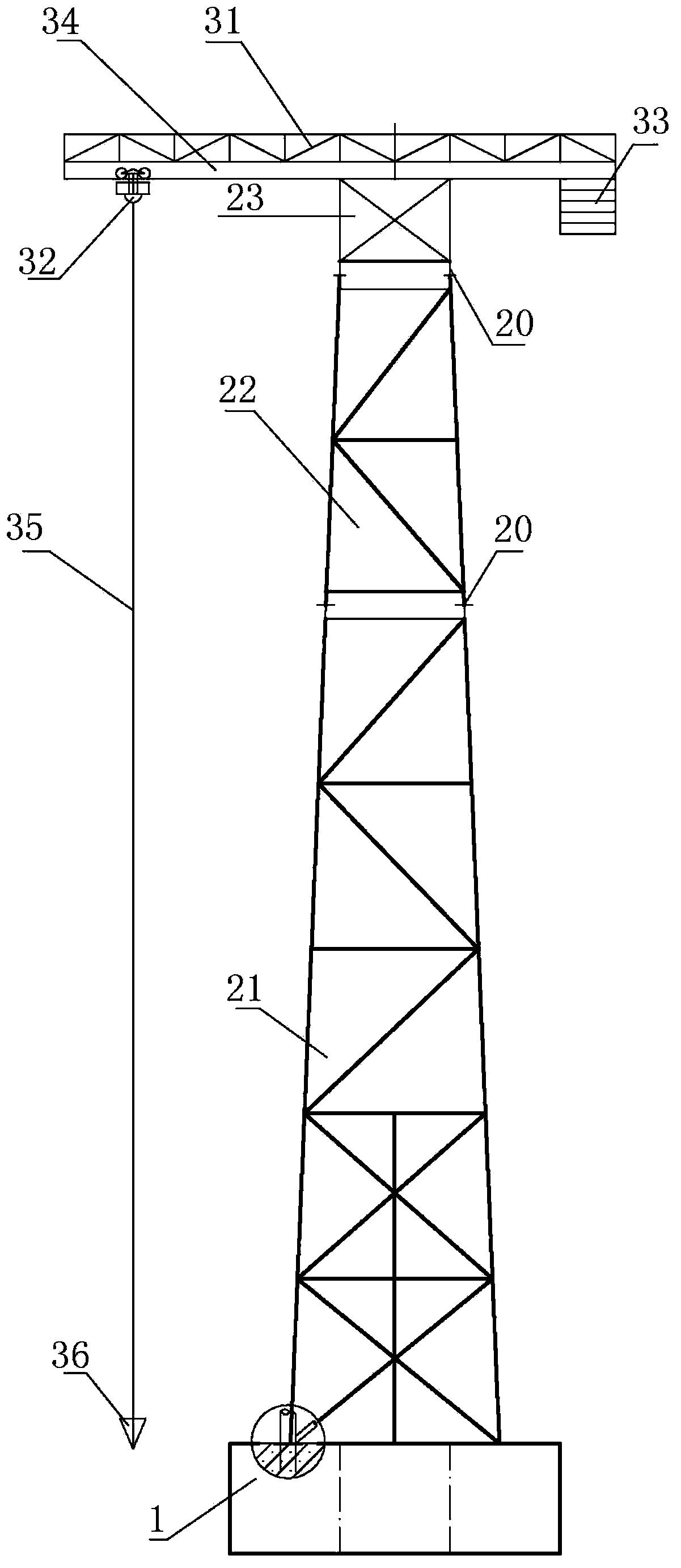 Positioning tower used for mounting multilayer cubic blocks in deep water