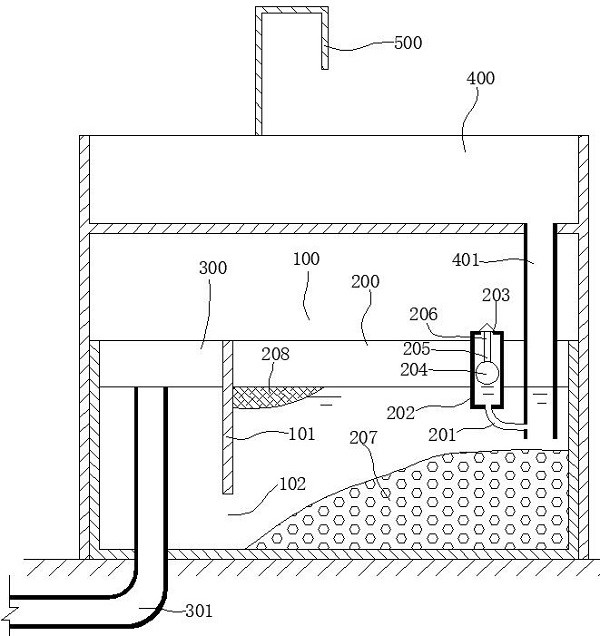 Oil separation grit chamber used under hand washing sink