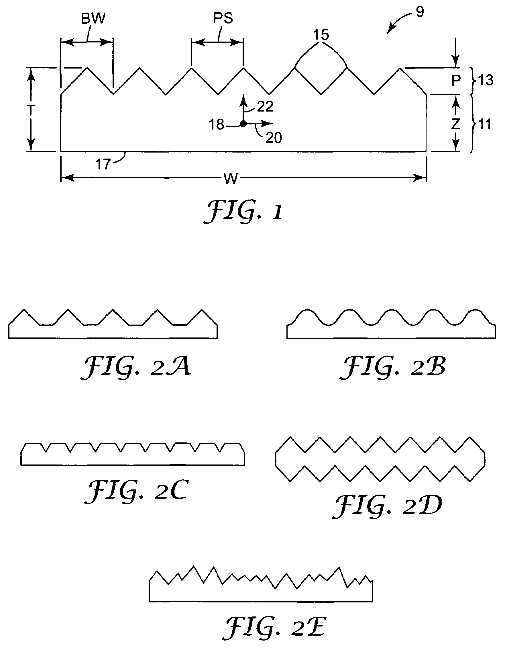 Article having a birefringent surface and microstructured features having a variable pitch or angles for use as a blur filter