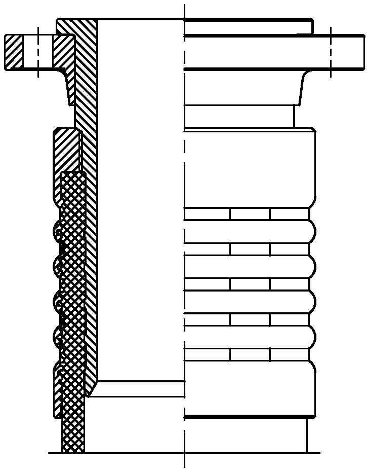 A large-diameter low-rigidity balanced flexible joint of a living flange self-locking joint