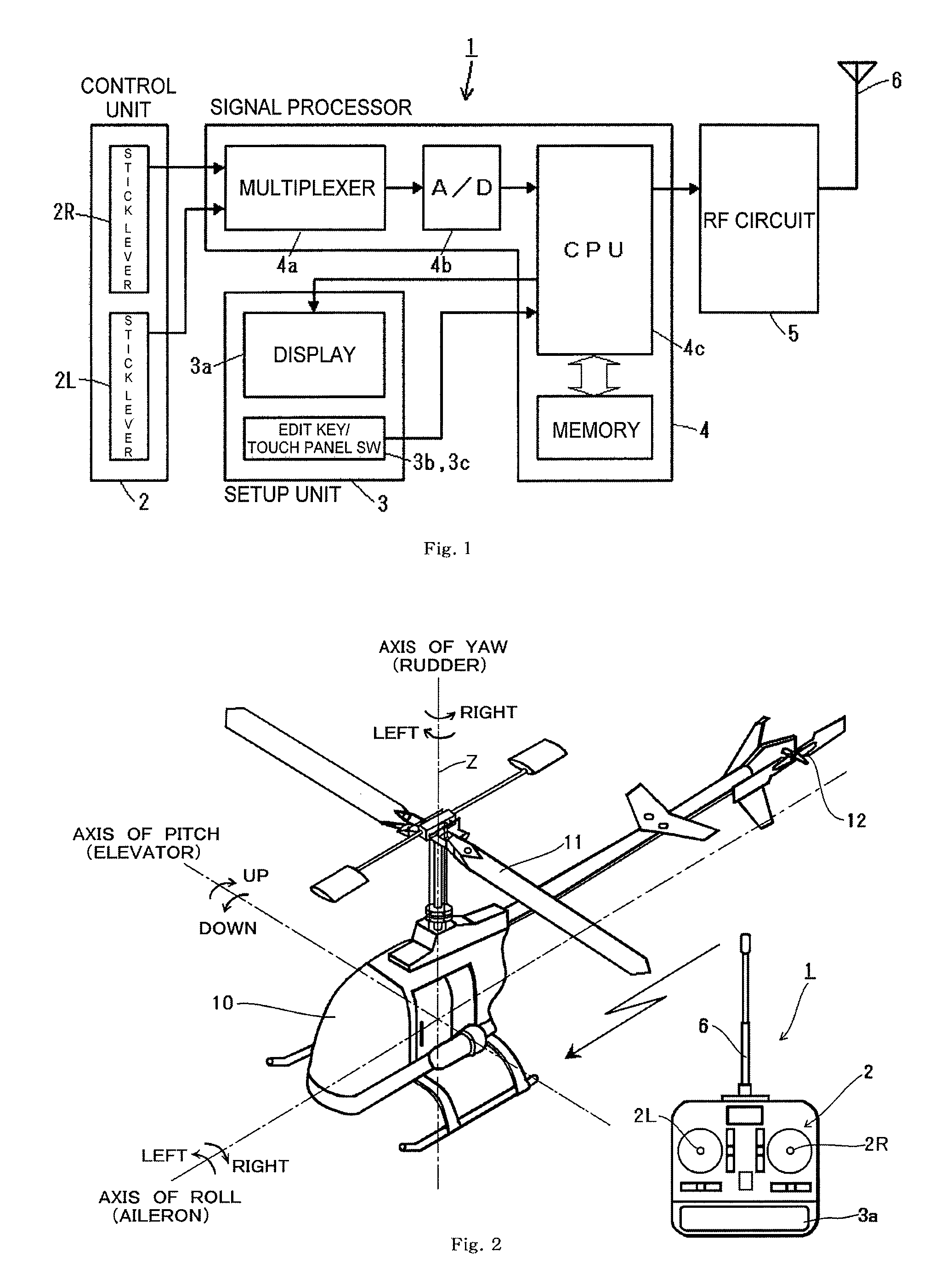 Radio control transmitter for models