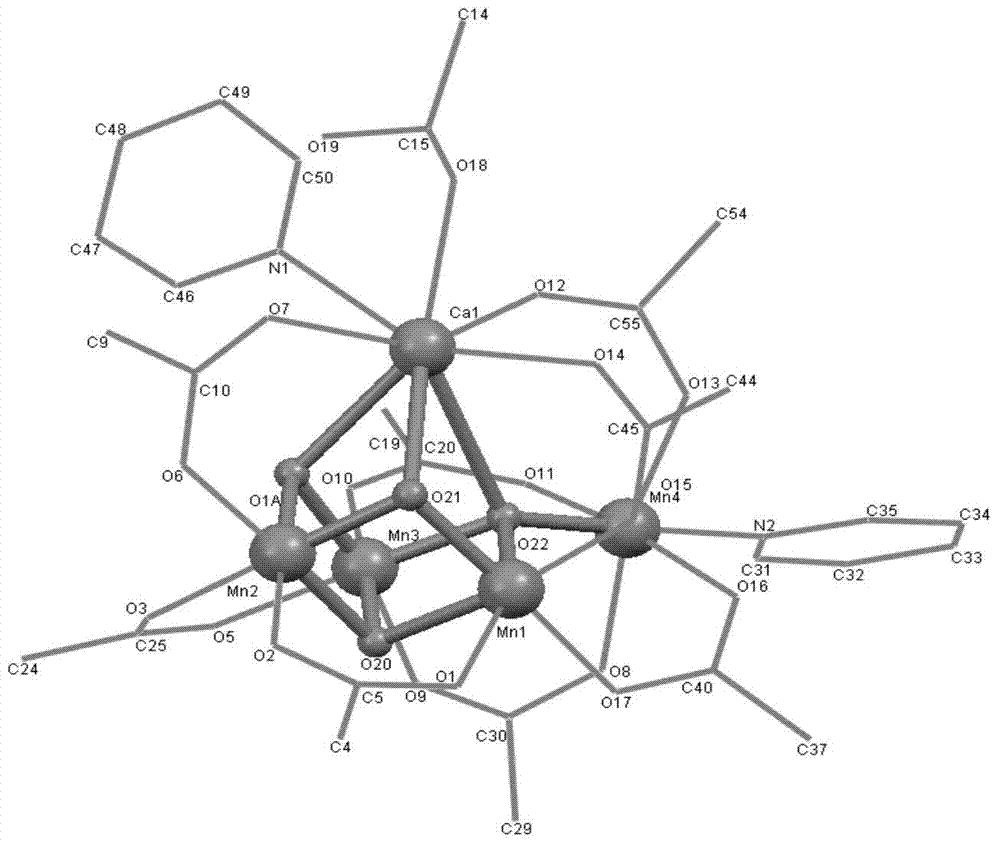 Mn4CaO4 core structure-containing water cracking catalyst and preparation method and application thereof