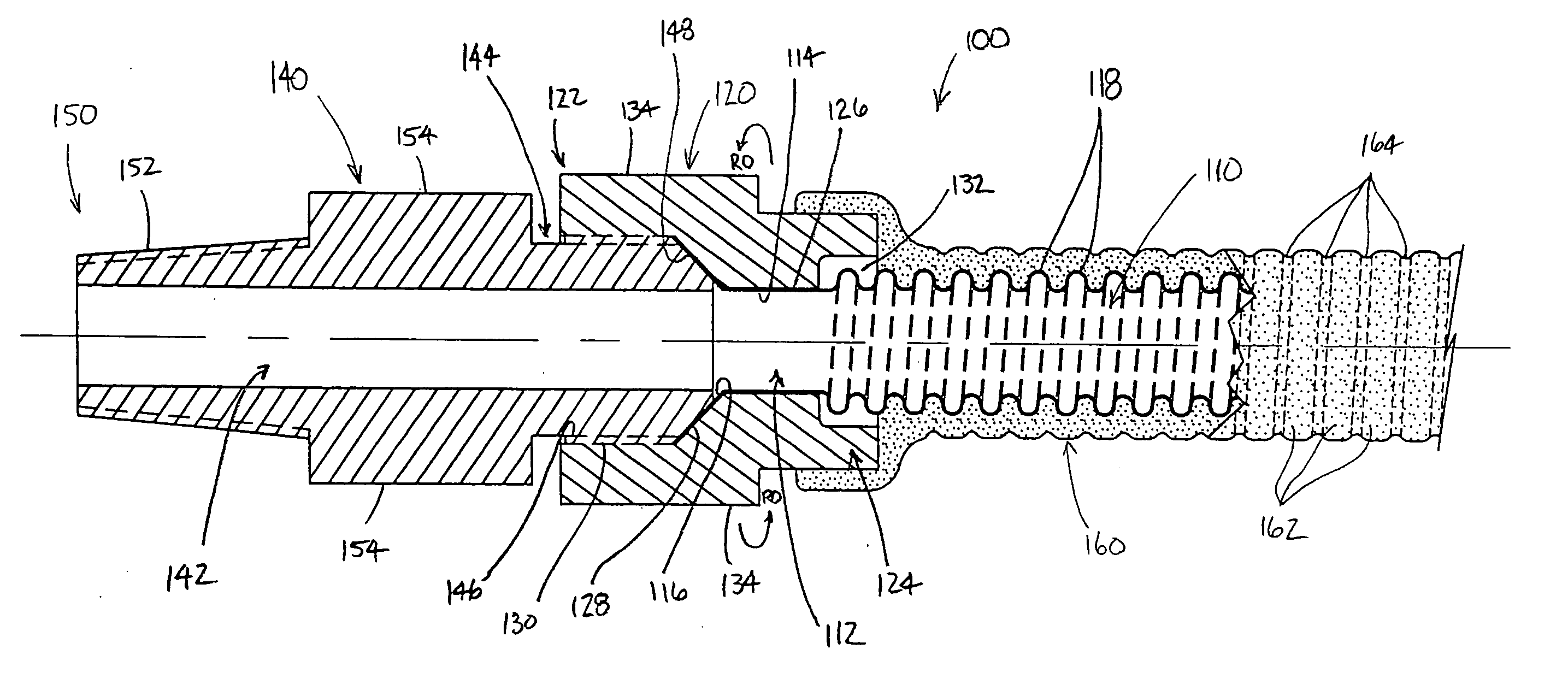 Fluid line connector assembly with antimicrobial coating