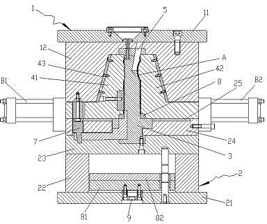 Injection mold of composite core-pulling mechanism