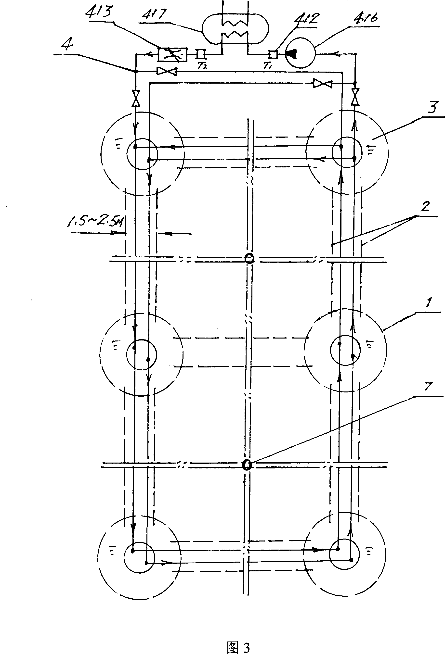 Circularly geoheat exchanging underground energy-accumulating liquid reservoir and its construction process