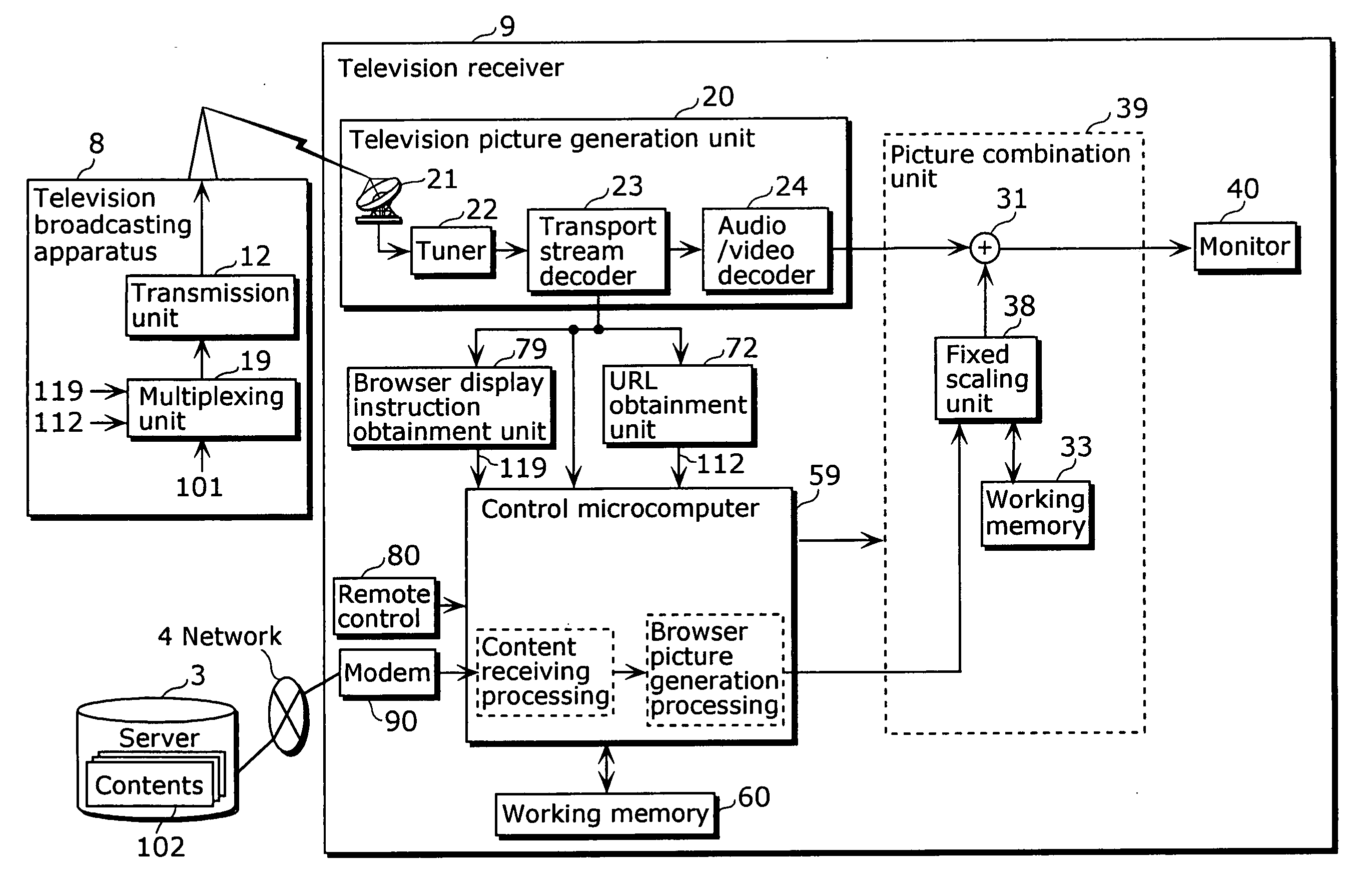 Receiving apparatus, method for displaying in conjunction with television program, and printing control method