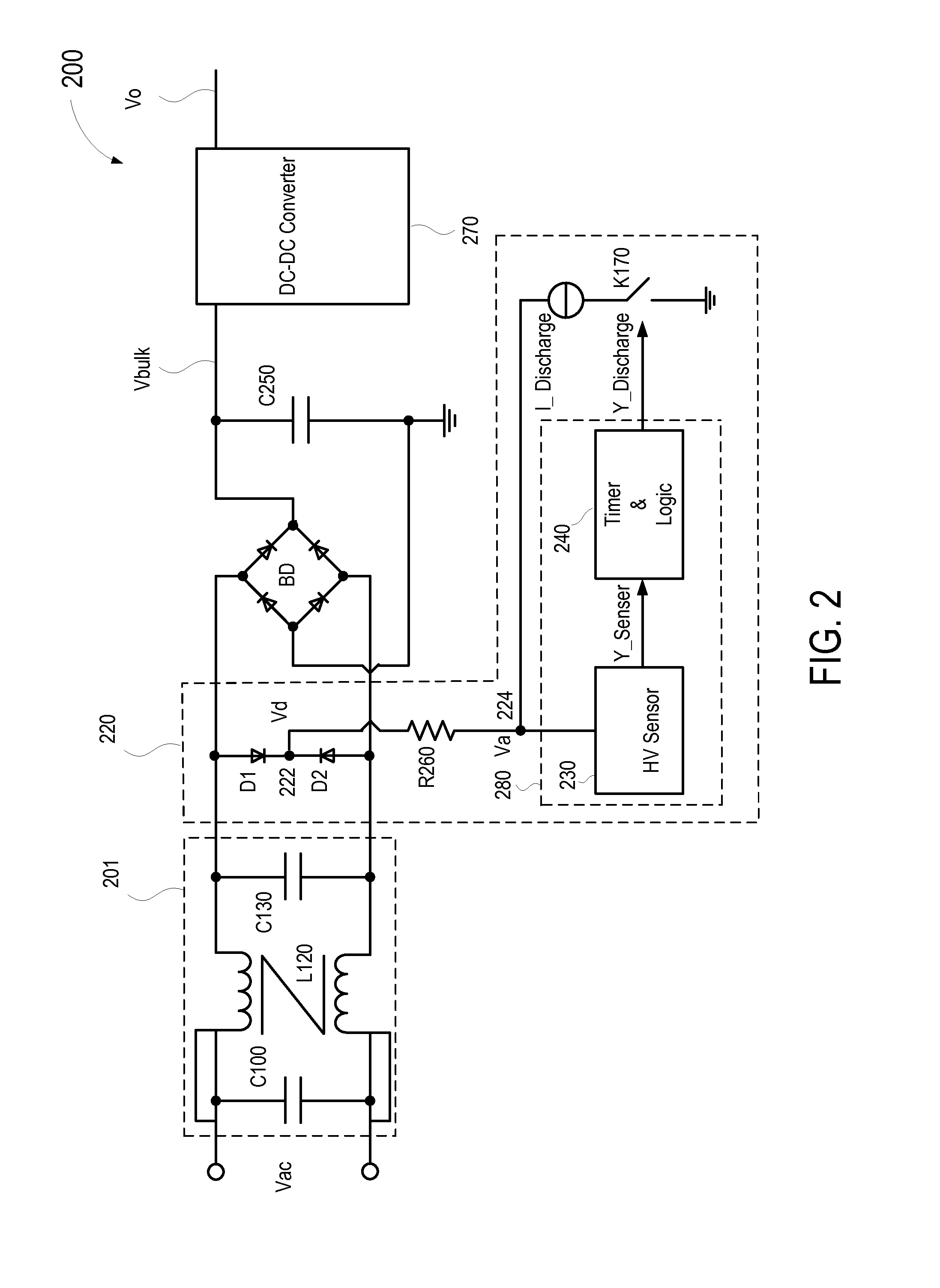 Capacitor discharge circuit for power supply EMI filters