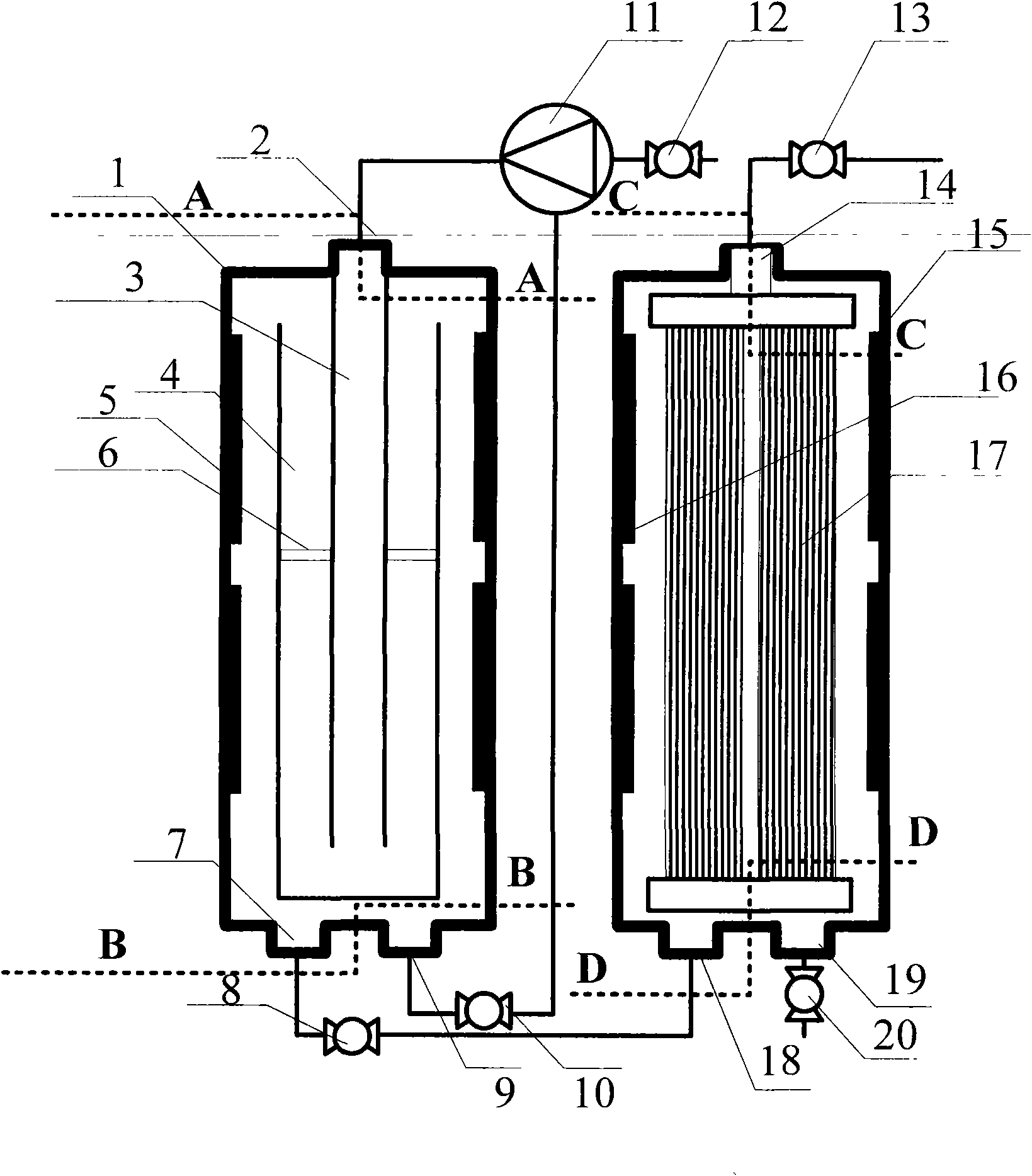 Magnetization-membrane filtering device