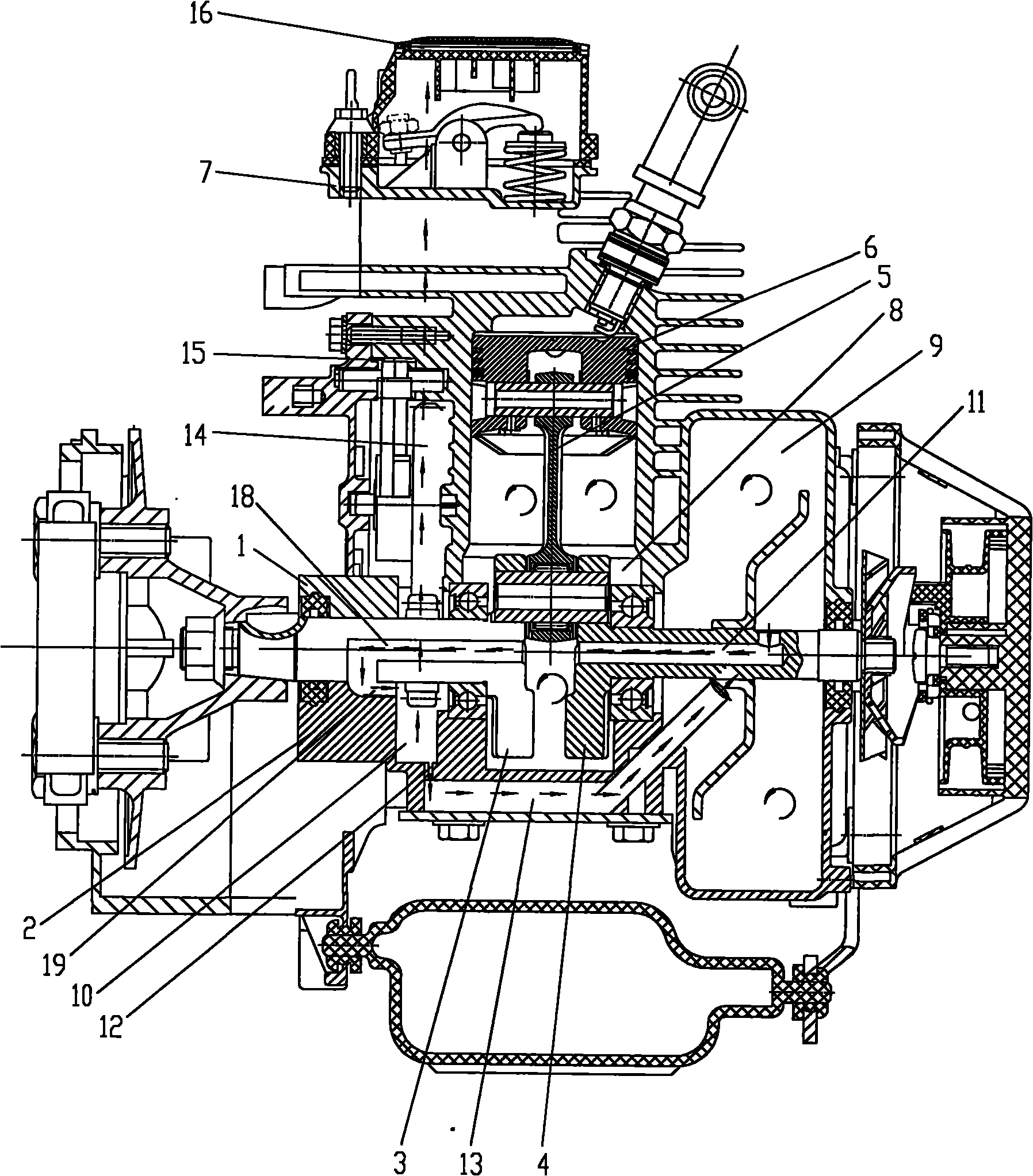 Gasoline engine lubricating structure