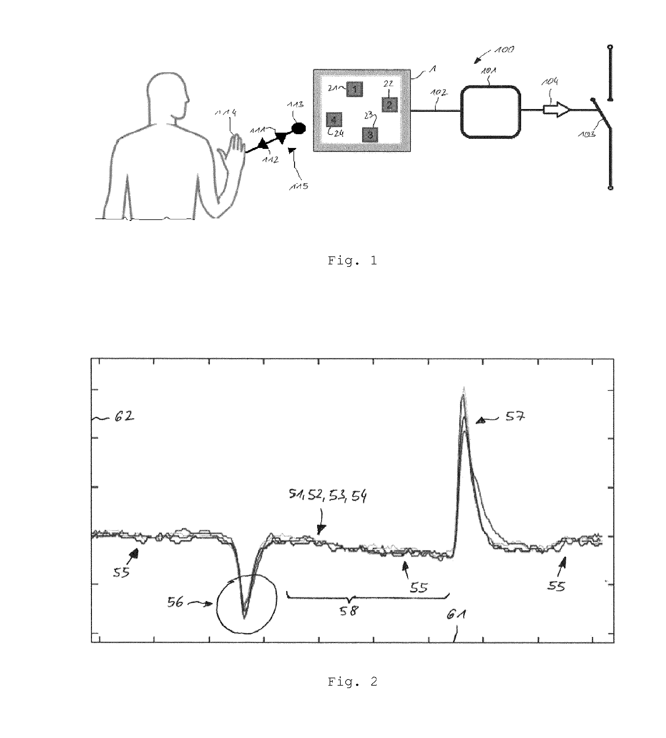 Switch operating device, mobile device and method for operating a switch by a non-tactile push-gesture