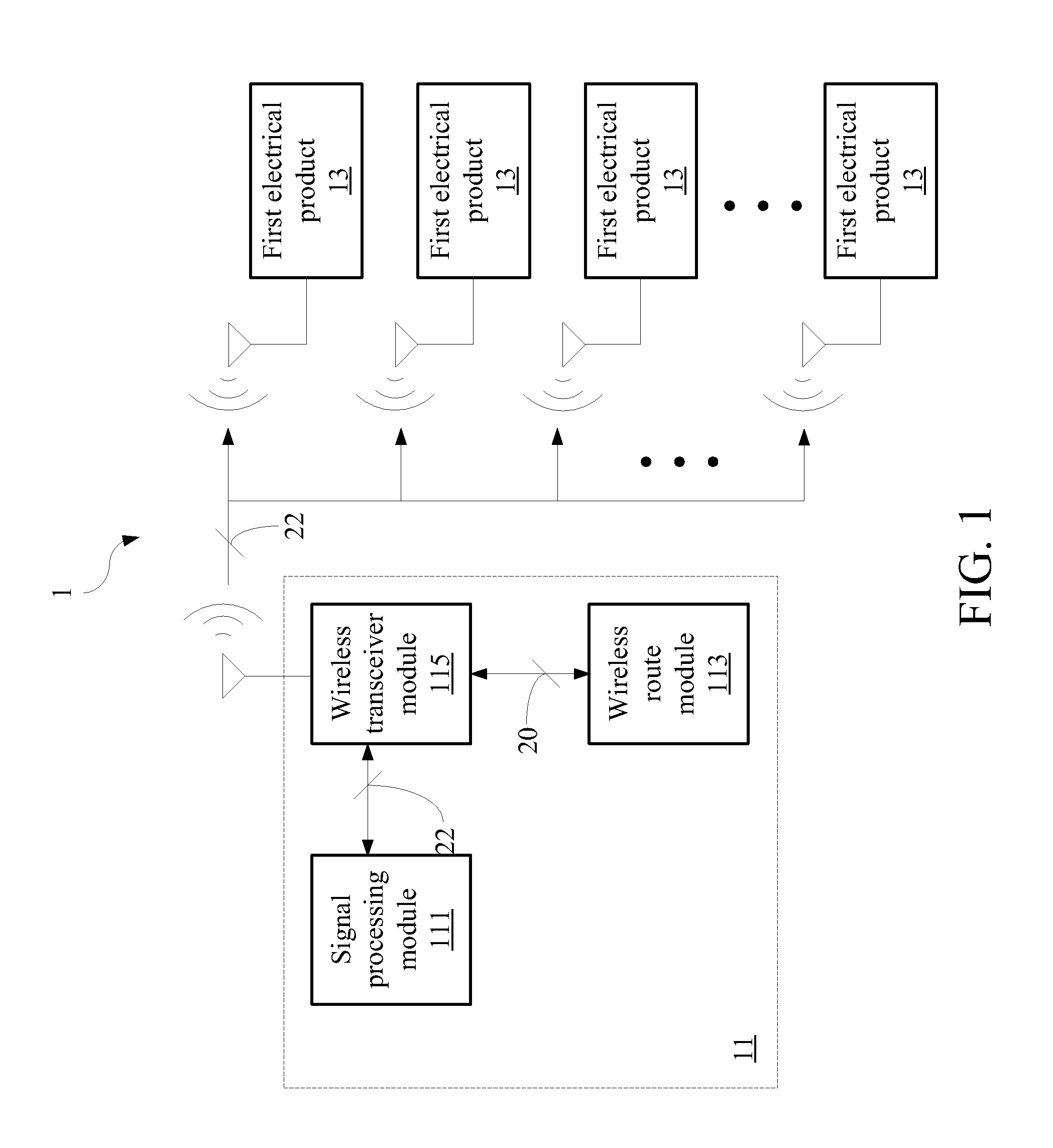 Electrical device having a wireless route function